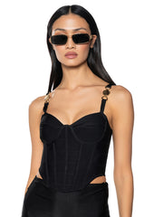 MIAMI MAMI KNIT CORSET TOP IN BLACK