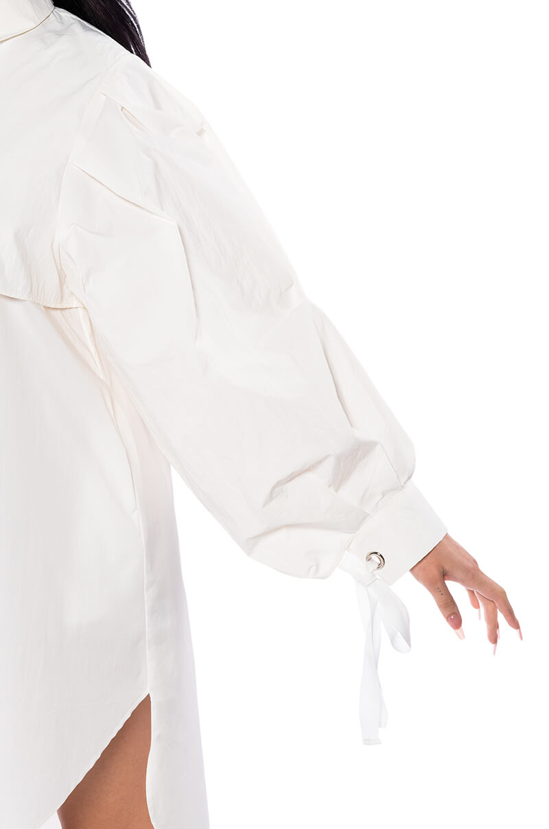 ONE STEP CLOSER OVERSIZED POPLIN BUTTON DOWN DRESS