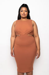 PLUS GOOD INTENTIONS MIDI DRESS WITH WAIST CUTOUTS