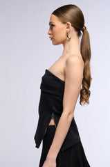 PURE BEAUTY SIDE ZIP TUBE TOP SHIRT IN BLACK