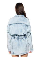 RYDER BUTTON FRONT DENIM MINI DRESS