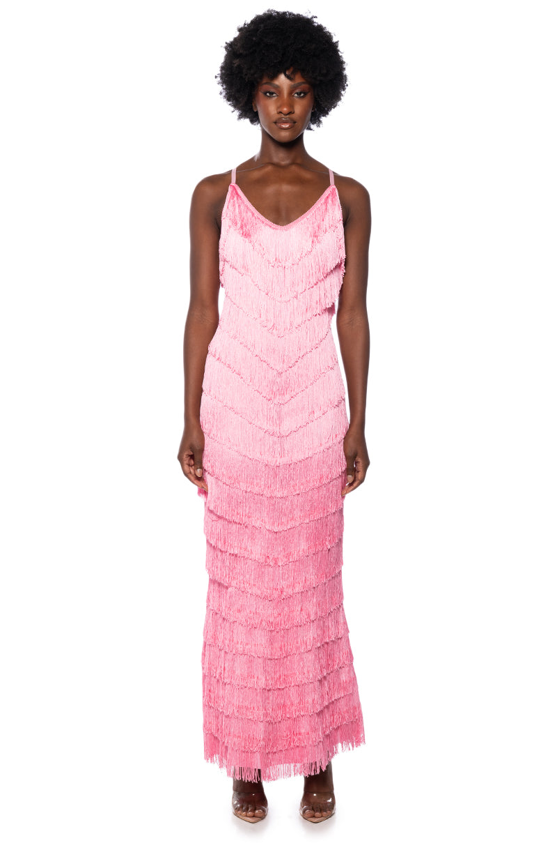 SAMBA STYLE FRINGE MAXI DRESS