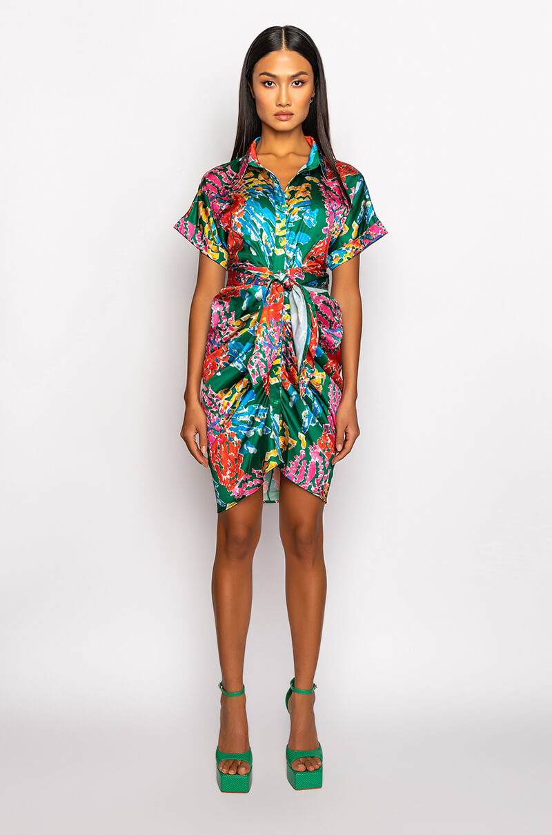 SKYART X AKIRA SATIN MIDI DRESS