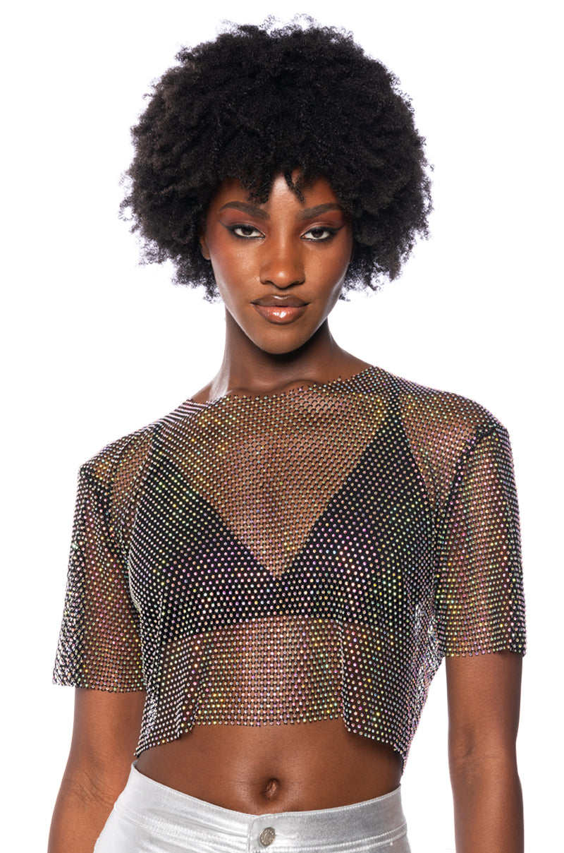 SUMMER MIRAGE SHORT SLEEVE EMBELLISHED TOP