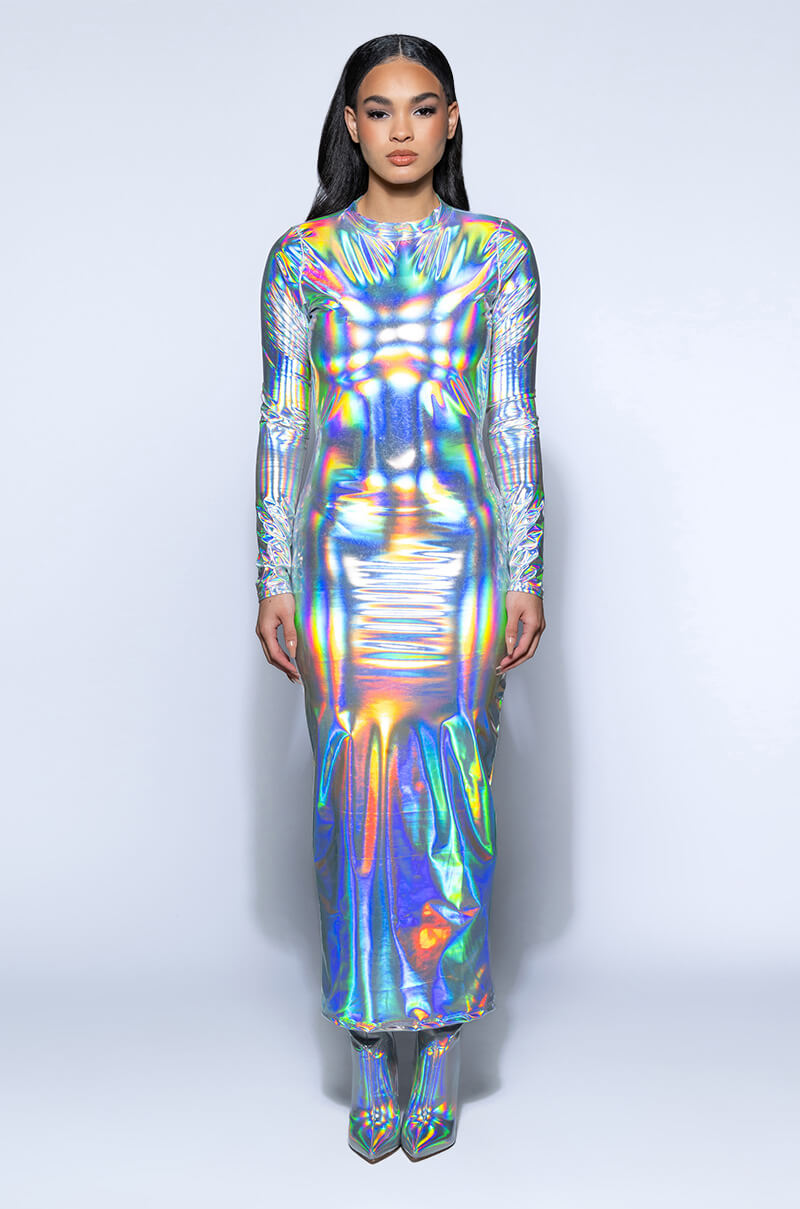 TALK ABOUT ME METALLIC MIDI DRESS