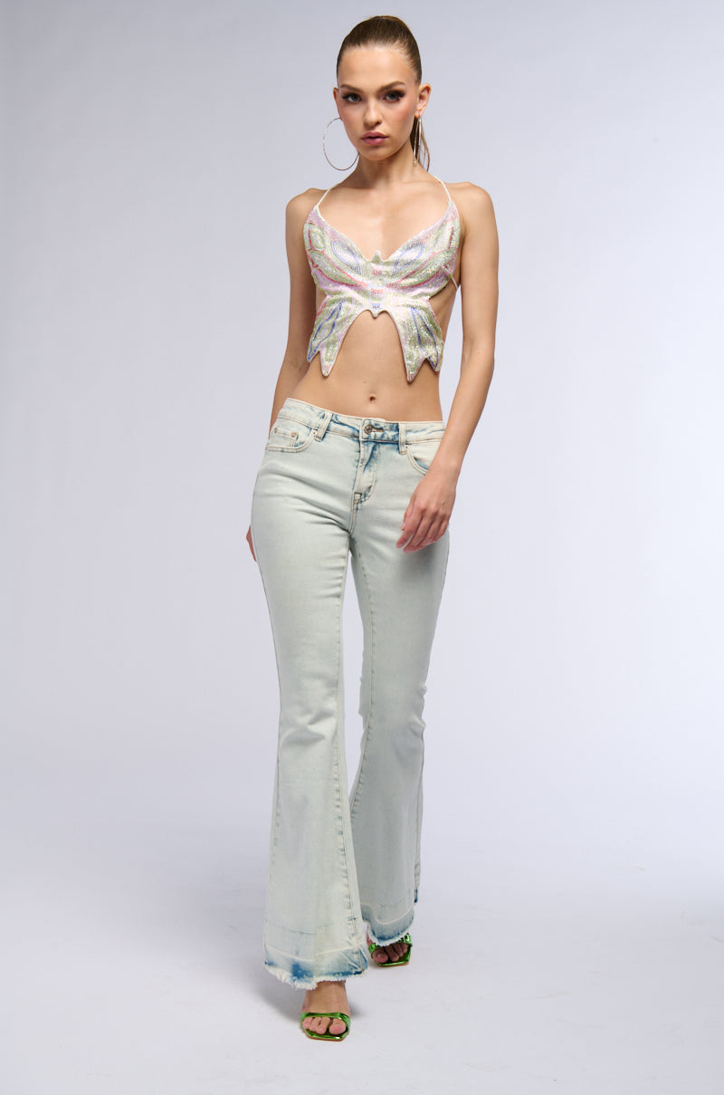 TIME TO FLY BUTTERFLY RHINESTONE TOP