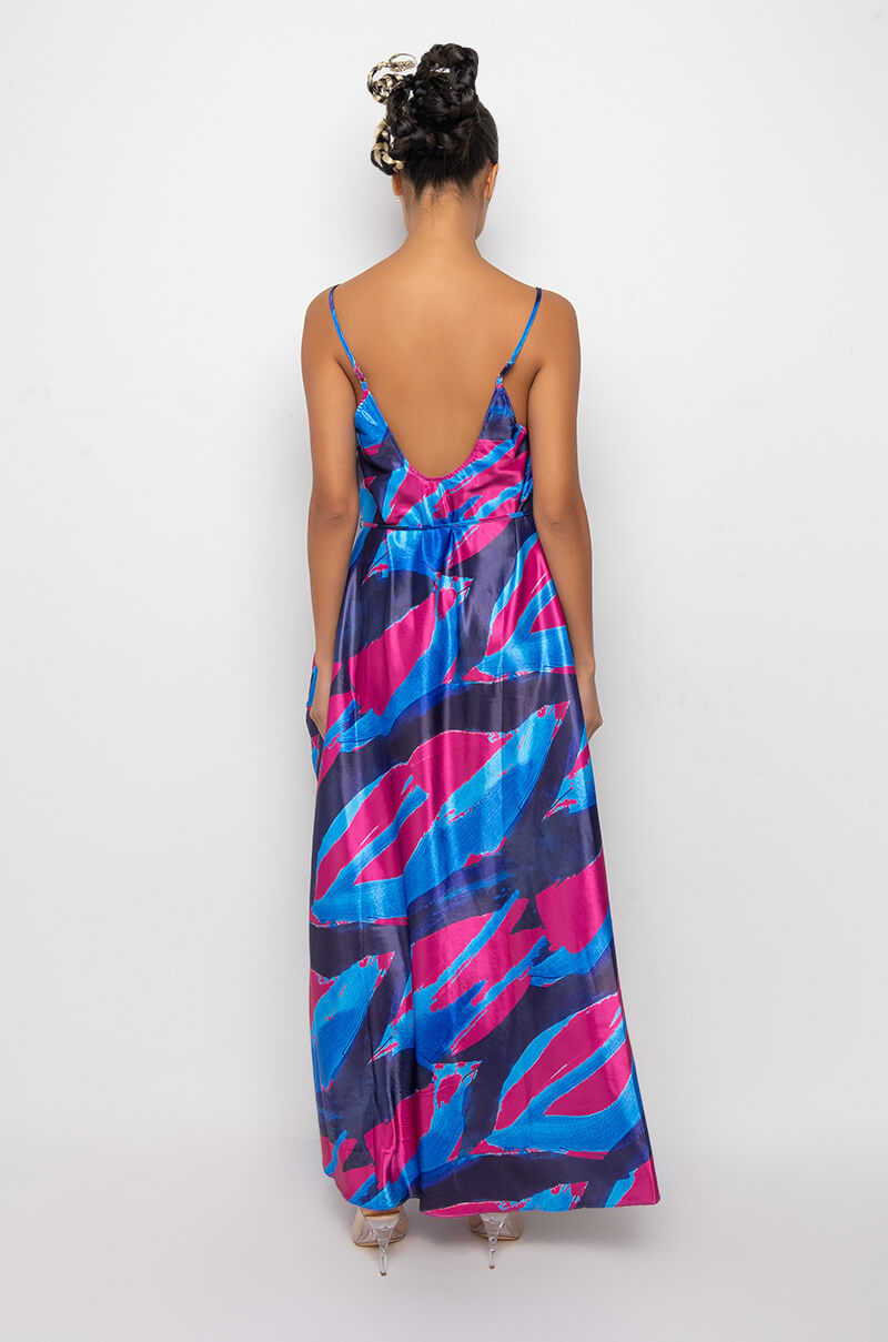 TROPICS READY SATIN MAXI DRESS