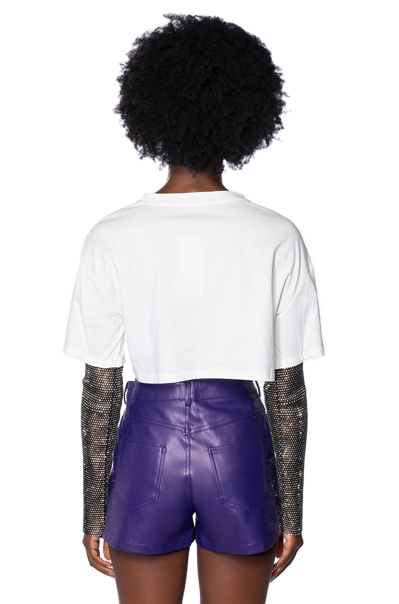 TURN THE BEAT AROUND CROPPED T SHIRT