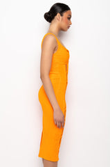 WEDDING GUEST VIBES BANDAGE MIDI DRESS