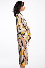 WORK OF ART SATIN BUTTON DOWN MIDI DRESS