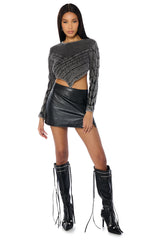 YOURS TONIGHT MINERAL WASH CROPPED SWEATER